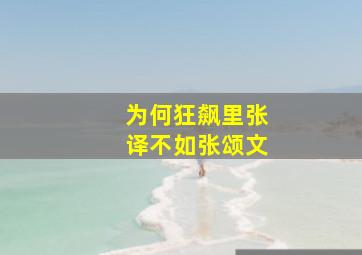 为何狂飙里张译不如张颂文