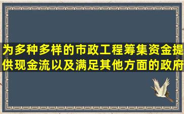 为多种多样的市政工程筹集资金、提供现金流以及满足其他方面的政府...