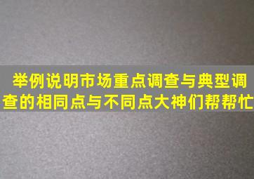 举例说明市场重点调查与典型调查的相同点与不同点大神们帮帮忙