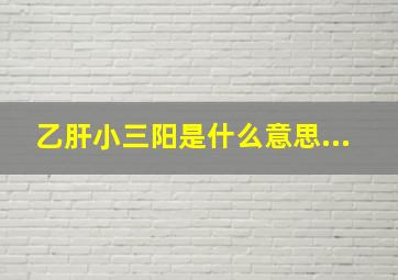 乙肝小三阳是什么意思...