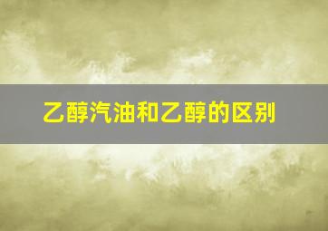 乙醇汽油和乙醇的区别(