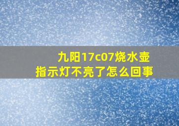 九阳17c07烧水壶指示灯不亮了怎么回事