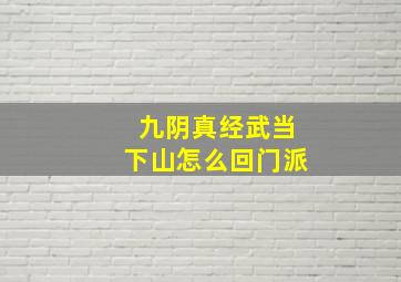 九阴真经武当下山怎么回门派