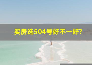 买房选504号,好不一好?