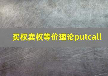 买权卖权等价理论(putcall