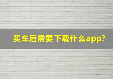 买车后需要下载什么app?