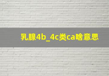 乳腺4b_4c类ca啥意思