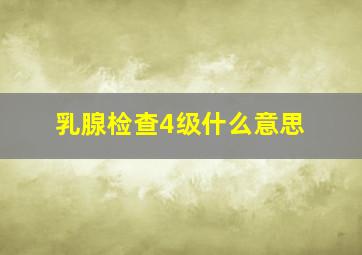 乳腺检查4级什么意思