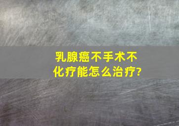 乳腺癌,不手术不化疗,能怎么治疗?