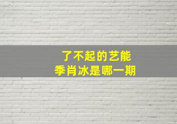 了不起的艺能季肖冰是哪一期