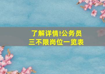 了解详情!公务员三不限岗位一览表