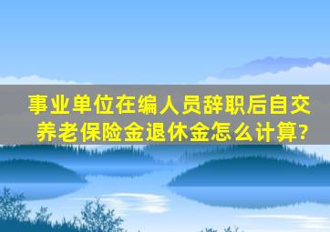 事业单位在编人员辞职后自交养老保险金,退休金怎么计算?