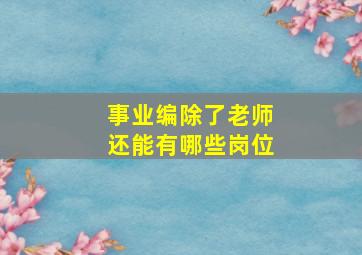 事业编除了老师 还能有哪些岗位 