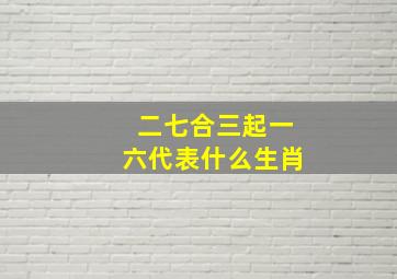 二七合三起一六代表什么生肖