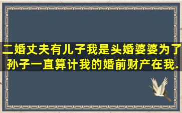 二婚丈夫有儿子,我是头婚,婆婆为了孙子,一直算计我的婚前财产。在我...