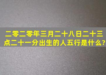 二零二零年三月二十八日二十三点二十一分出生的人五行是什么?