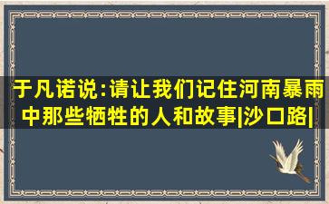 于凡诺说:请让我们记住,河南暴雨中那些牺牲的人和故事|沙口路|地铁|...