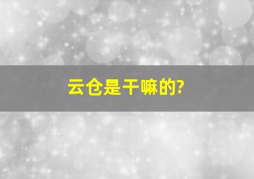 云仓是干嘛的?