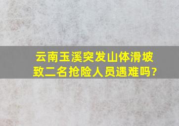 云南玉溪突发山体滑坡致二名抢险人员遇难吗?