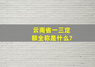 云南省一三定额全称是什么?