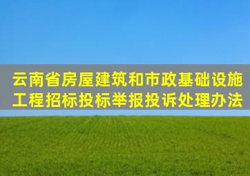 云南省房屋建筑和市政基础设施工程招标投标举报投诉处理办法