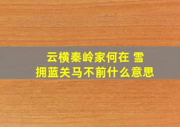 云横秦岭家何在 雪拥蓝关马不前什么意思