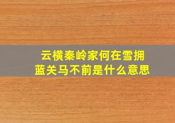 云横秦岭家何在雪拥蓝关马不前是什么意思