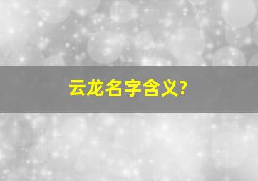 云龙名字含义?