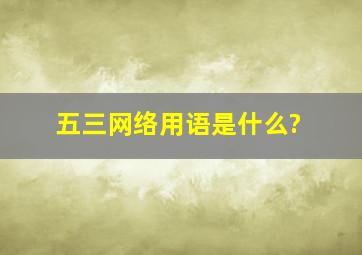 五三网络用语是什么?