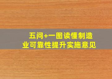 五问+一图,读懂《制造业可靠性提升实施意见》