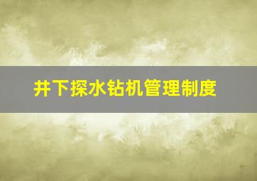 井下探水钻机管理制度