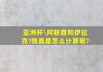 亚洲杯\阿联酋和伊拉克?独赢是怎么计算呢?