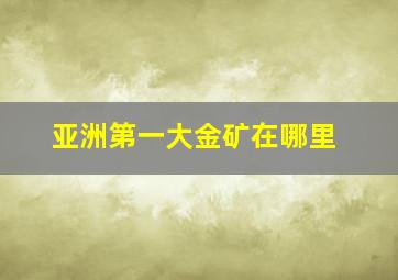 亚洲第一大金矿在哪里