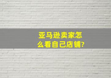 亚马逊卖家怎么看自己店铺?