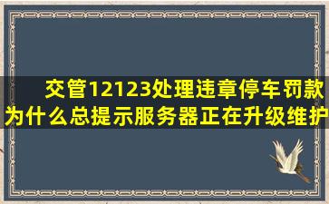 交管12123处理违章停车罚款为什么总提示服务器正在升级维护中,请...