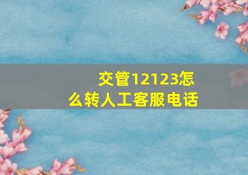 交管12123怎么转人工客服电话