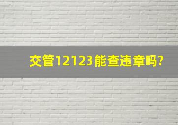 交管12123能查违章吗?