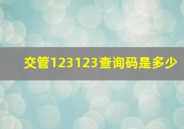 交管123123查询码是多少