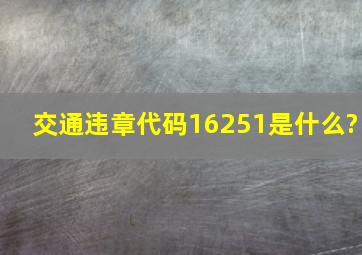 交通违章代码16251是什么?