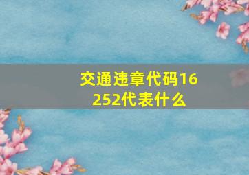 交通违章代码16252代表什么 