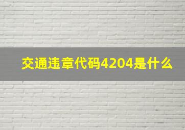 交通违章代码4204是什么