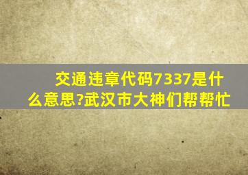 交通违章代码7337是什么意思?(武汉市)大神们帮帮忙