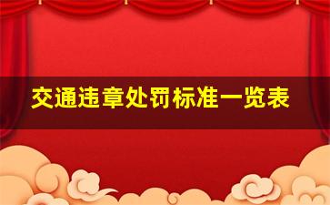 交通违章处罚标准一览表