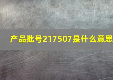 产品批号217507是什么意思