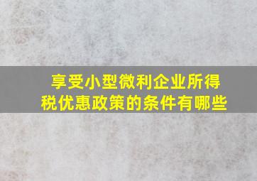 享受小型微利企业所得税优惠政策的条件有哪些(