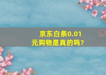 京东白条0.01元购物是真的吗?