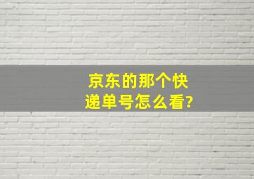 京东的那个快递单号怎么看?