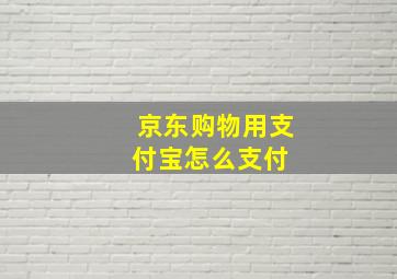 京东购物用支付宝怎么支付 