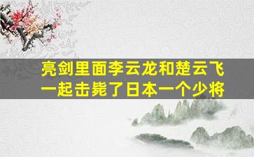 亮剑里面李云龙和楚云飞一起击毙了日本一个少将