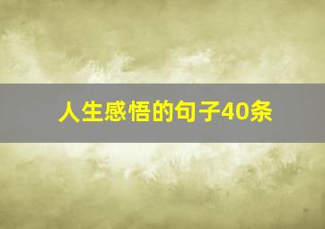 人生感悟的句子40条